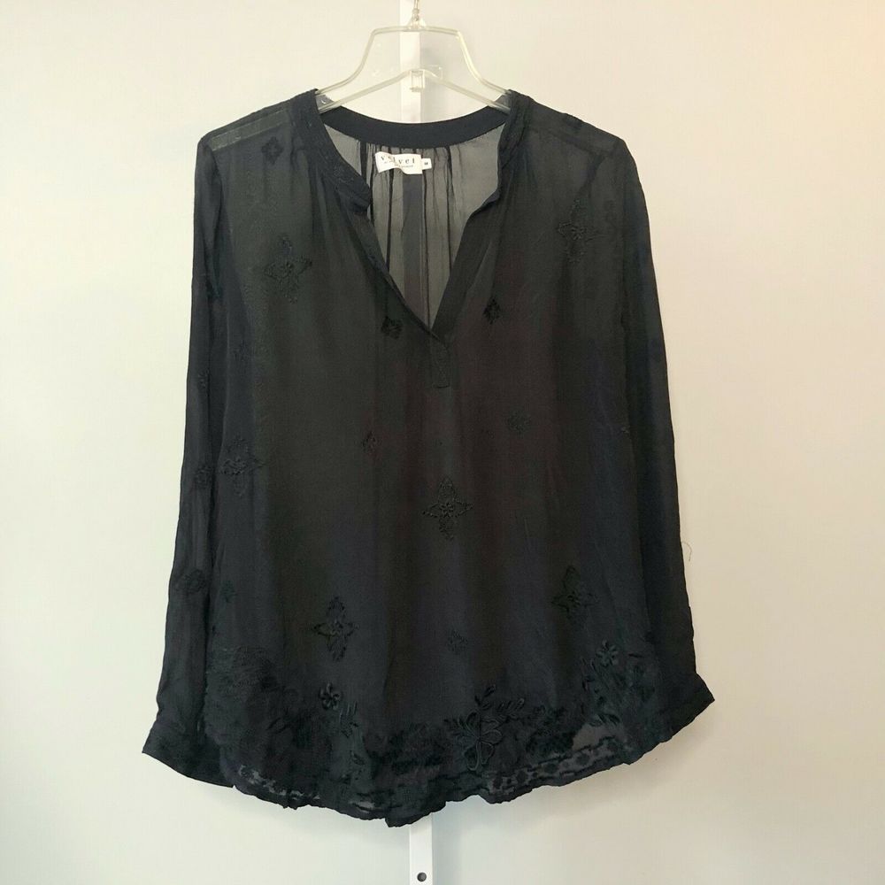 Velvet Graham Spencer Silk Sheer Blouse - Picture 2 of 9
